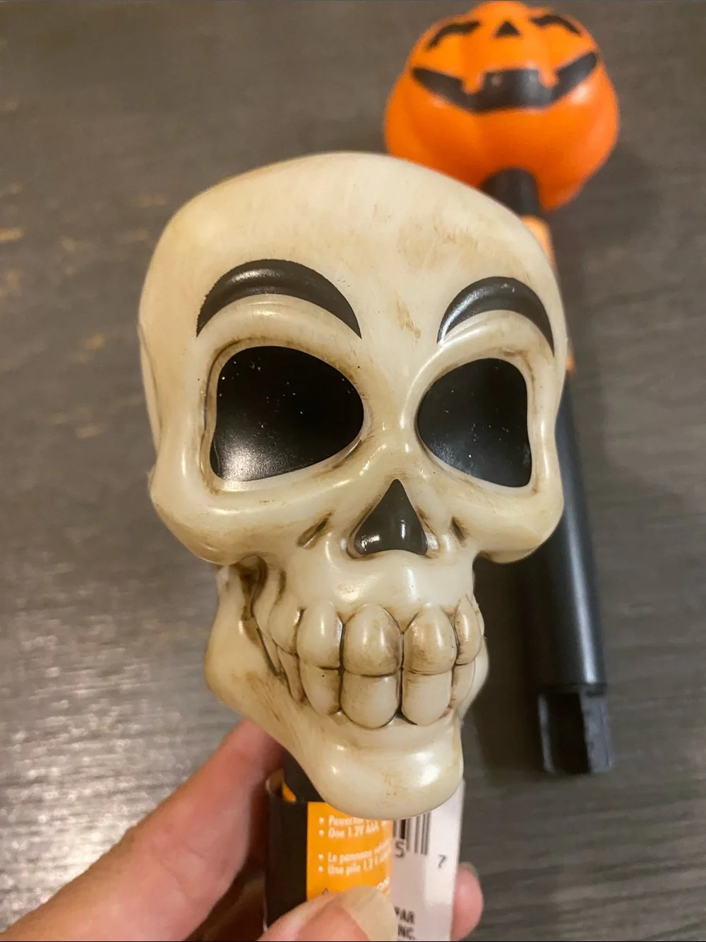 Solar Halloween Garden Stake Lights - Skull & Pumpkin (Orange, Black)